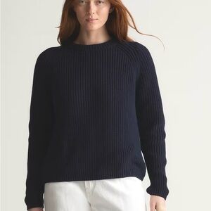 Quince Navy Women's Fisherman’s Sweater - size S
